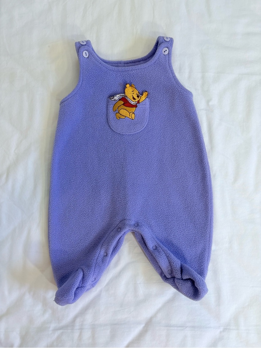 Vintage Disney Lavender Fleece Winnie the Pooh Footed One-Piece 0-3M